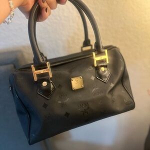 Black MCM Visetos Boston Bag